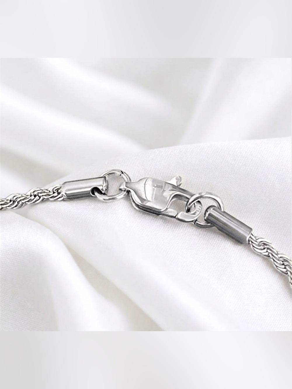 Rope Stainless Steel 8 inch 2.5mm width bracelet - Silver - Picture 4 of 4